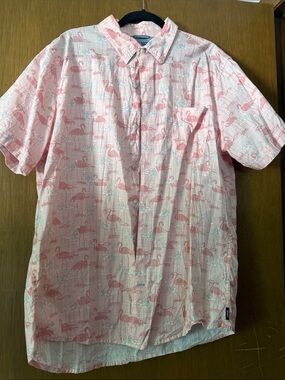 Izod Men’s XL camp shirt.  Flamingo print